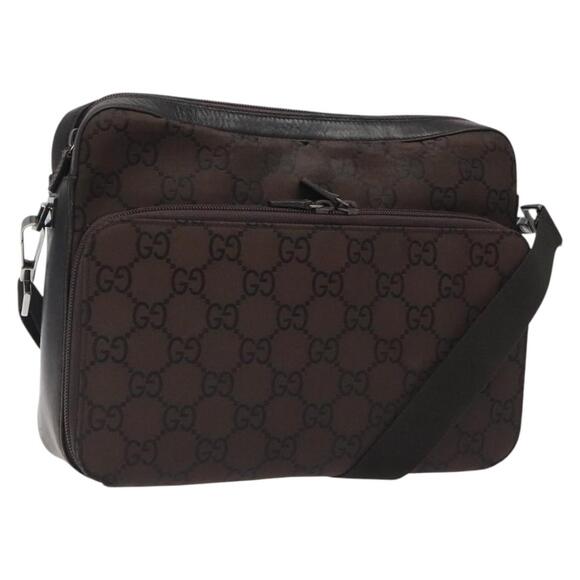 GUCCI GG Canvas Shoulder Bag Brown Silver 001 001 - Picture 1 of 16